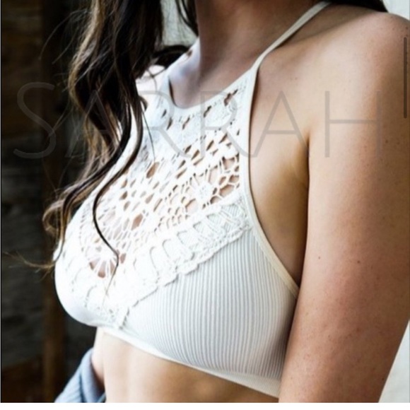 SALE Cream Beige Ivory New Edgy Chic Comfy Crochet Bralette Bra Brami - Picture 6 of 11